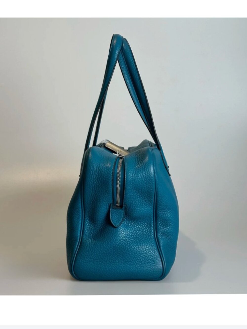Pre Owned Hermes Taurillion Clemence Top Handle Bag Victoria 35 Tanzanite Blue - Picture 3 of 7
